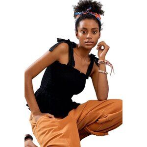 Anthropologie Stephanie Adjustable Tie Strap Eyelet Tank